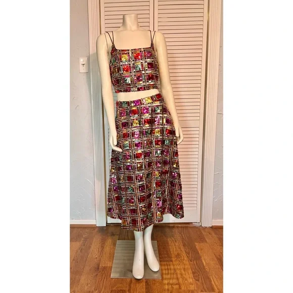 NWT Anthropologie Maeve Sequined Deco Skirt Set - Picture 3 of 8